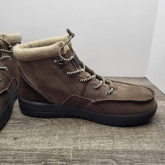 Hey Dude Bradley Brown Leather Ankle Lace Up Boots Mens Size 